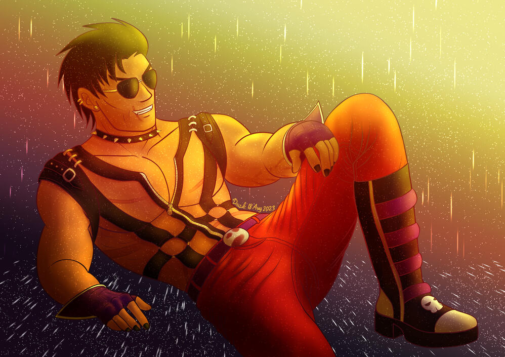 Blood Falcon from F-Zero in a punk outfit