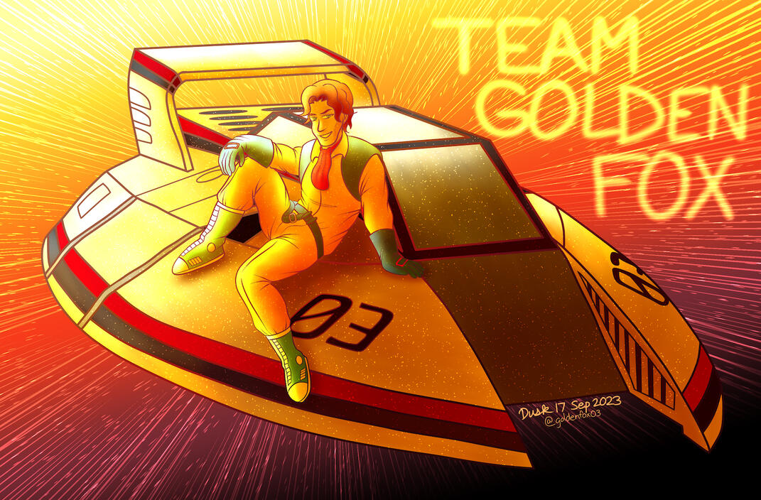 Stewart from F-Zero sitting on the Golden Fox